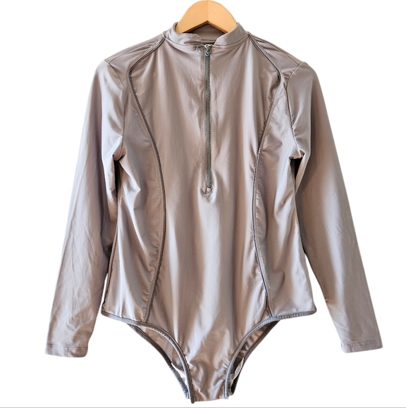 NWT Lyra Modest Swimwear Long Sleeve Swimsuit Grey Size Large. - Picture 4 of 16